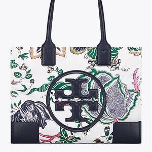 New with Tags: Tory Burch Ella Printed Mini Leather and Fabric Tote